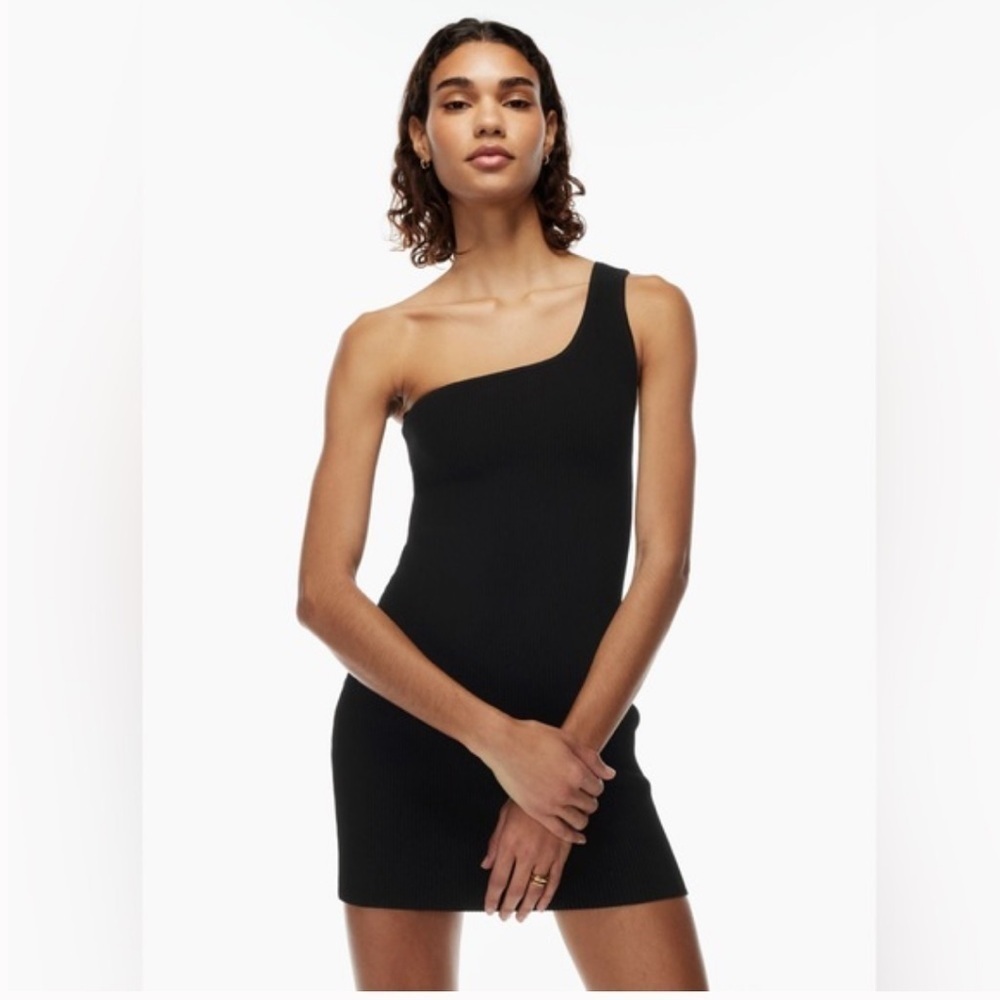 Babaton Sculpt Knit One-Shoulder Dress in black - size 2XS